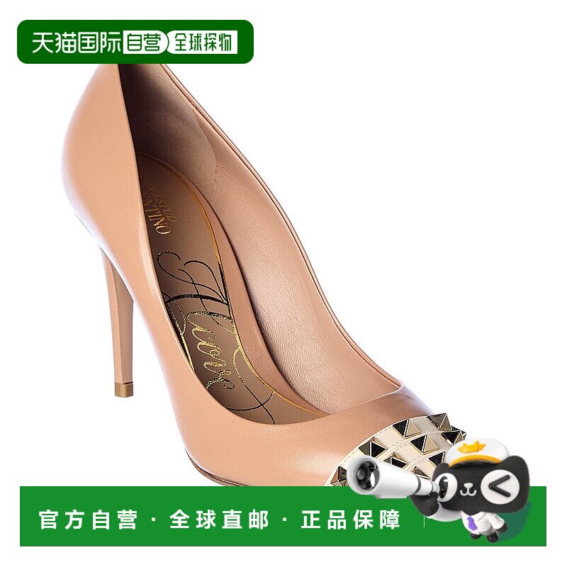 自营 Valentino Rockstud Alcove 90 皮革高跟鞋 - 米色 美国奥莱