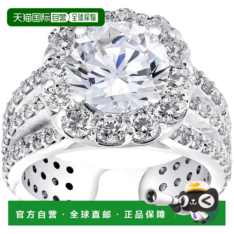 自营 pompeii34 1/2 克拉垫形光环钻石 3 排订婚戒指 14k 白金 -