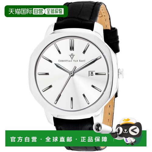 自营Christian Van Sant Men's Octavius Slim Silver Round 42mm