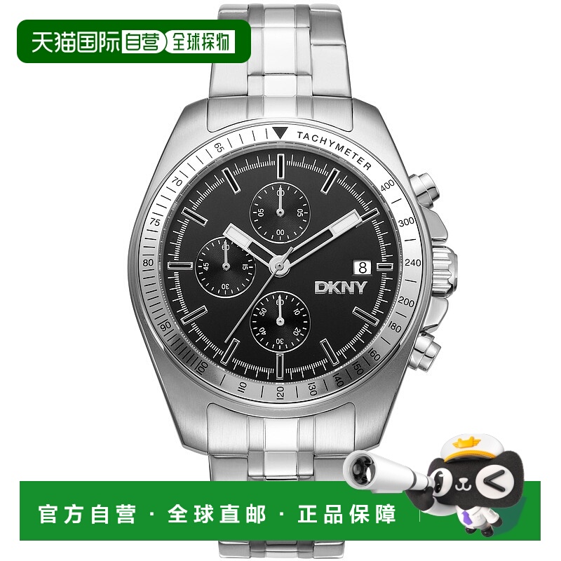 自营dknyEVERYDAY Central Park Chrono Black Dial Silver Men's