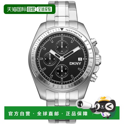 自营dknyEVERYDAY Central Park Chrono Black Dial Silver Men's