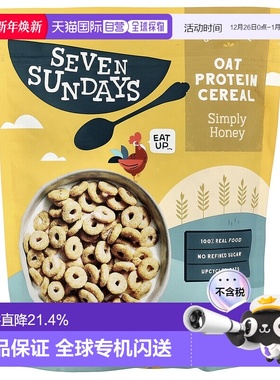 香港直邮Seven Sundays,燕麦蛋白麦片，简单蜂蜜，8 盎司（227 克