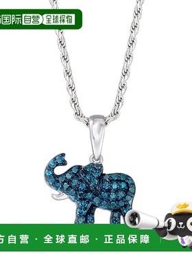 自营 Ross-Simons 925 纯银蓝色钻石大象吊坠项链 - 白色 美国奥
