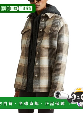 自营Reiss Phoebe Check Wool-Blend Shacket - neutral 美国奥莱
