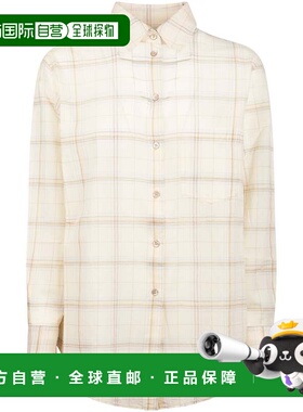 自营forte fortePlaid Pattern Crepe Voile Shirt with Classic