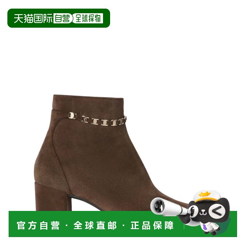 自营salvatore ferragamoGhila绒面革短靴-深棕色 美国奥莱直发