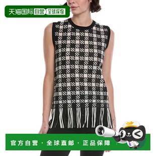 自营Oscar de la Renta Checkered Guipure Fringe Silk-Blend Ta