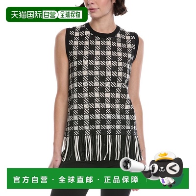 自营Oscar de la Renta Checkered Guipure Fringe Silk-Blend Ta
