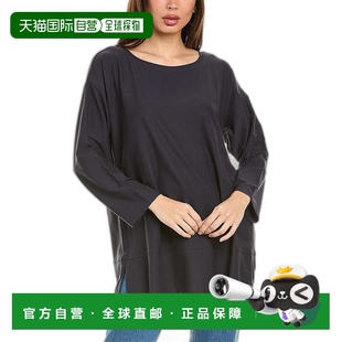 美国奥莱直发女装 自营EILEEN 海军蓝 芭蕾领上衣 FISHER
