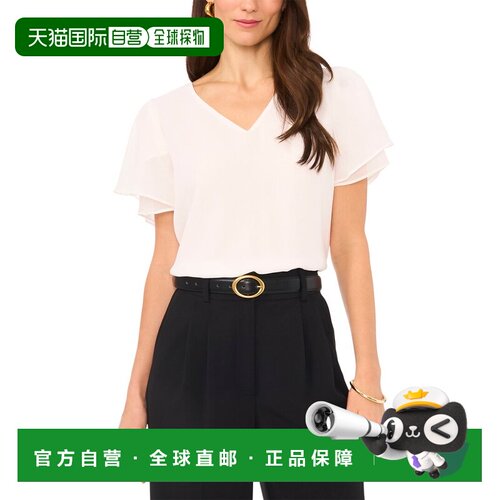 自营Vince Camuto V-Neck Tulip Blouse - white 美国奥莱直发