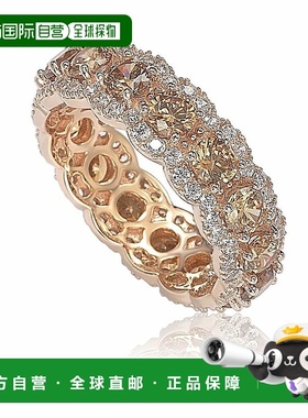 自营 Suzy Levian Rose 纯银圆形立方氧化锆香槟色和白色永恒戒指