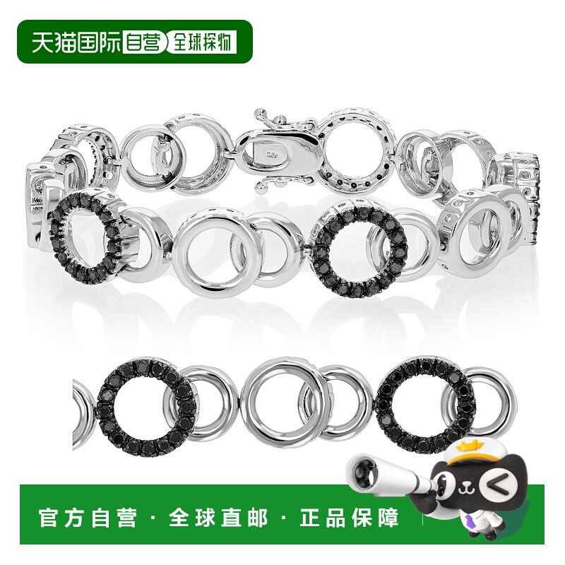 自营 vir jewels2 cttw 黑色钻石网球手链 .925 纯银配铑圈 - 银