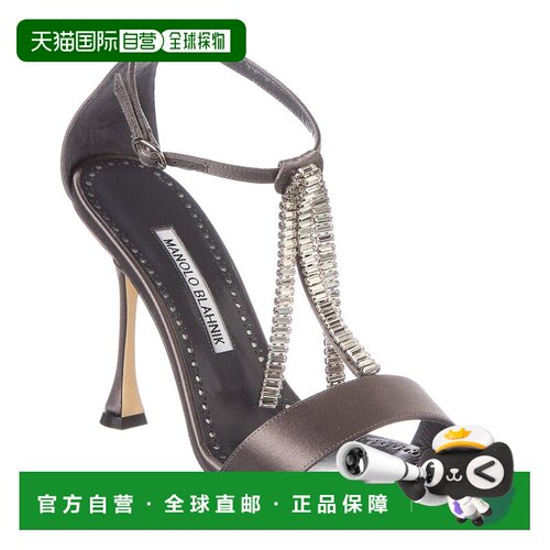 自营Manolo Blahnik Bambi 100缎面凉鞋-灰色 美国奥莱直发高跟