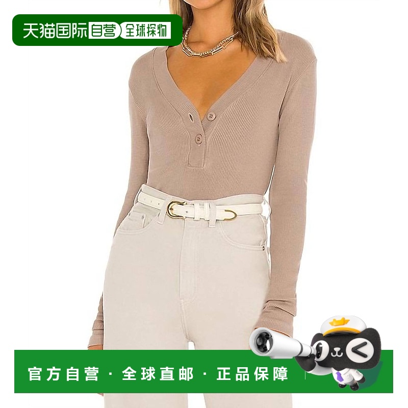 自营 monrow尘土飞扬的女式罗纹上衣 美国奥莱直发条纹