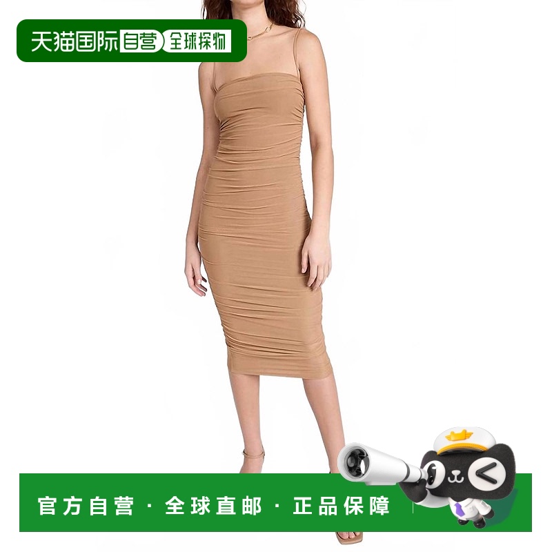 自营 good american山核桃褶皱网眼迷笛裙 美国奥莱直发连衣裙