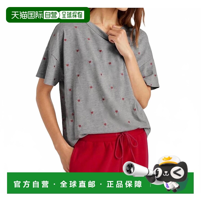 自营 splendid希瑟雾刺绣心形T恤-希瑟雾 美国奥莱直发