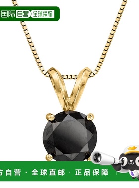 自营 Ross-Simons 14 克拉黄金黑钻石单石项链 - 20 英寸 美国奥
