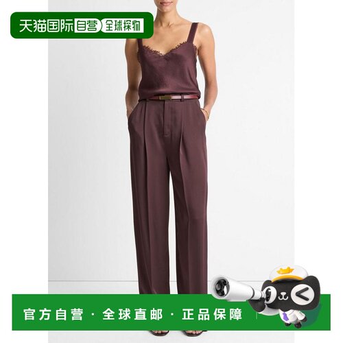 自营vince缎面褶裥阔腿裤-深色图 美国奥莱直发通勤西装裤