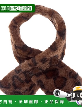 自营la fiorentinaLa Florence毛绒动物印花拉通围巾-棕色 美国奥