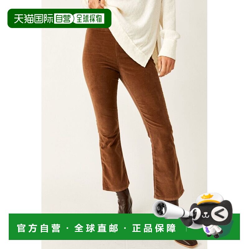 自营free people女人的自由人在我的感情裤子棕色天鹅绒喇叭腿作E图片