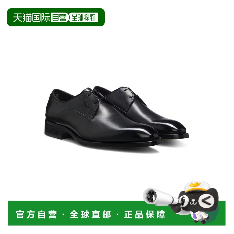 自营bossDerby shoes in burnished leather - black 美国奥莱直