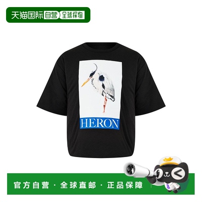 自营 heron preston苍鹭鸟图案徽标填充T恤-黑色 美国奥莱直发