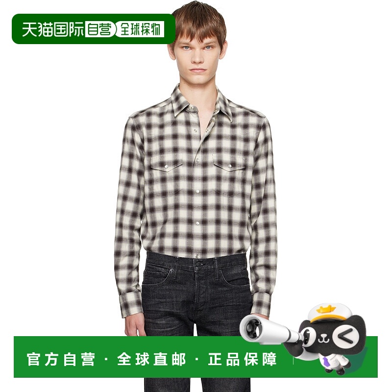 1h可退 香港直邮潮奢 Tom Ford 汤姆 福特 男士 棕色 Check Weste