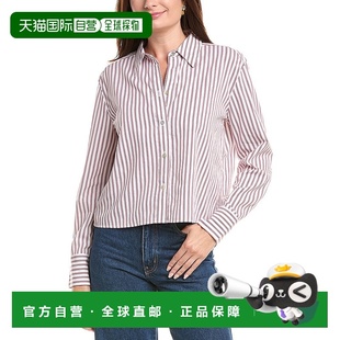 美国奥莱直发 红色 自营Vince Till条纹剪裁纽扣向下