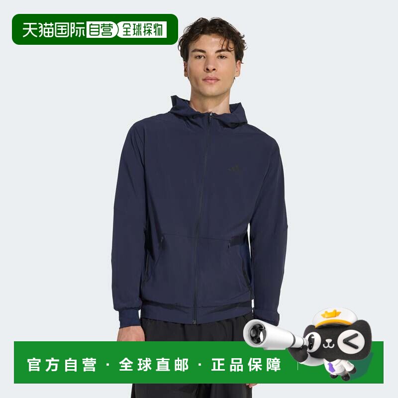 自营adidas男士阿迪达斯D4T锻炼全拉链连帽衫-传奇墨水 美国奥莱