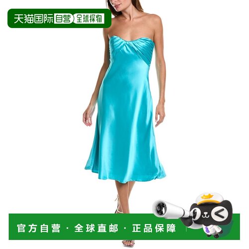 自营ML Monique Lhuillier Imara Satin Midi Dress - blue 美国