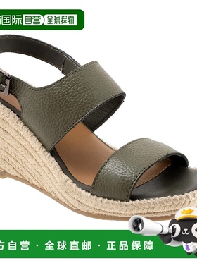 自营Softwalk Hartley S2309-341女式绿色皮革坡跟凉鞋FD1353-绿