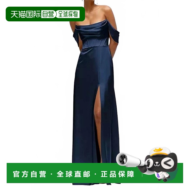 自营after sixSatin Convertable Off-Shoulder A-Line Gown In M