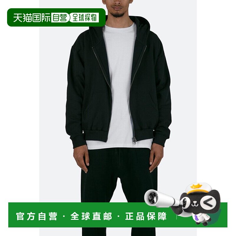 1h可退 【美国直邮】mnml 基础拉链连帽卫衣 黑色 男装
