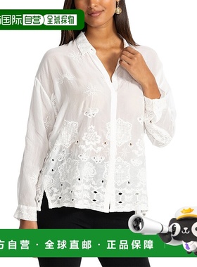 自营 johnny was约翰尼是娇小苗条奥黛丽纽扣衬衫-白色 美国奥莱