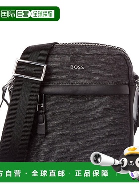 自营Hugo Boss Highway NS Zip Leather-Trim Reporter Bag - gre