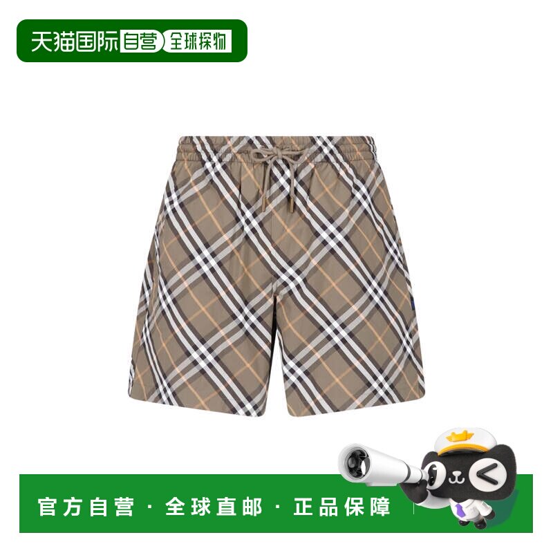 自营burberry棕色格子印花游泳短裤-棕色 美国奥莱直发泳衣
