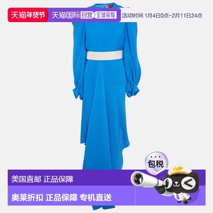 自营Solace London Blue Belted Asymmetric Tilde Maxi Dress -