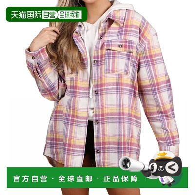 自营 ninexisFlannel Texture Shacket In Blush - blush 美国奥