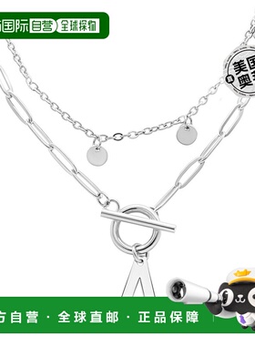 adornia抗锈镀银五彩纸屑和回形针分层首字母开关项链 - silver-a