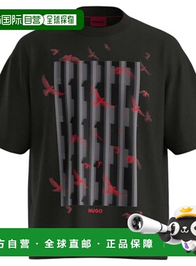 自营hugo bossHugo Men's Digraph Graphic Bird Print Short Sle