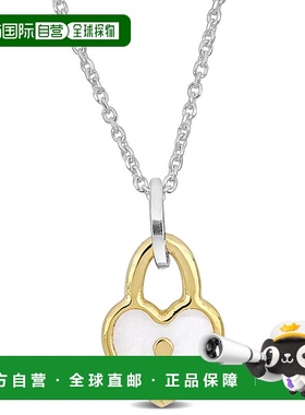 自营 925 纯银 Mimi & Max 白色和黄色心形锁扣吊饰项链带白色珐