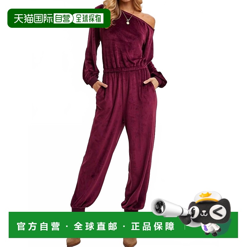 自营bluivy紫红色天鹅绒单肩连体衣勃艮第-勃艮第 美国奥莱直发