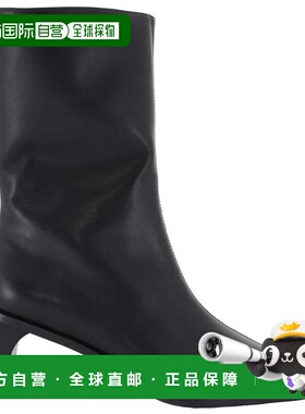 自营 st. agniSt Agni块跟皮革镶边靴-黑色 美国奥莱直发女靴