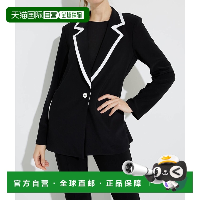 自营joseph ribkoffContrast Lapel Blazer In Black/vanilla - b