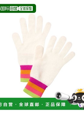 自营Brodie Cashmere Stripe Cashmere Gloves - white 美国奥莱
