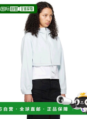 1h可退 【美国直邮】we11done 蓝色短款牛仔连帽衫 女装 女士精品