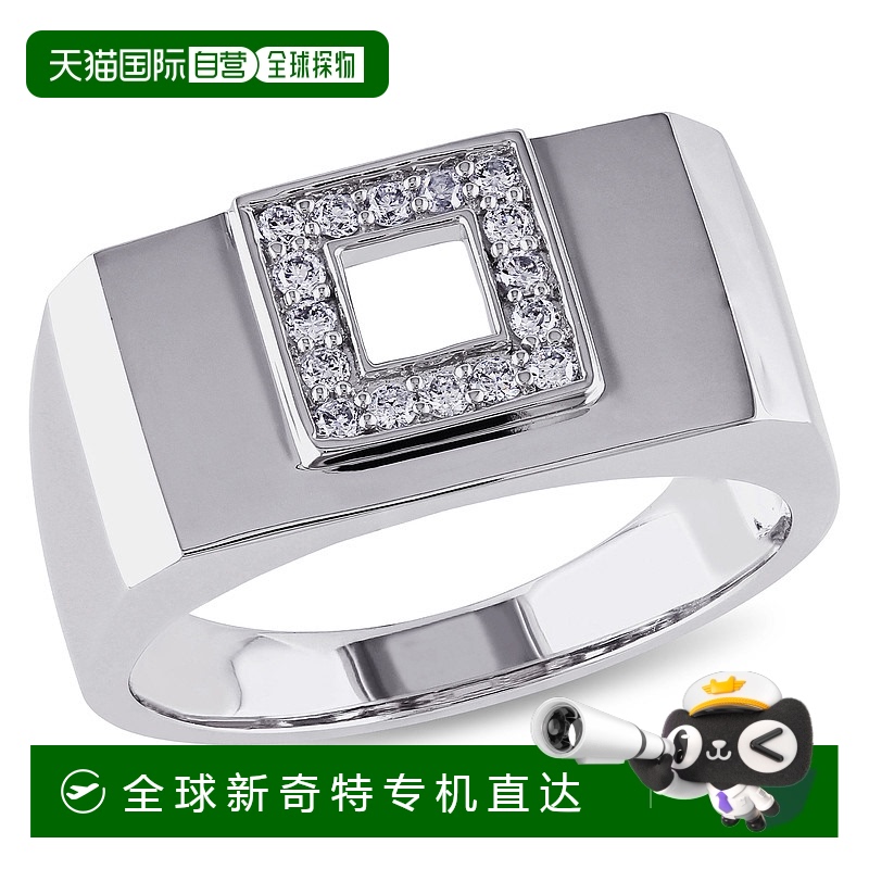 美国直邮Julianna B男士戒指白金闭口式个性时尚简约1/5 CT TW
