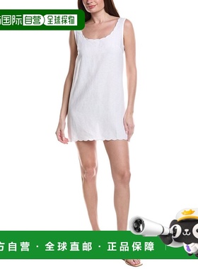 自营Onia Air Scallop Linen-Blend Shift Dress - white 美国奥