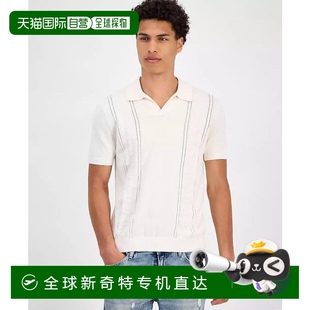 美国直邮 男士 1h可退 guess 真丝条纹 Polo衫 短袖