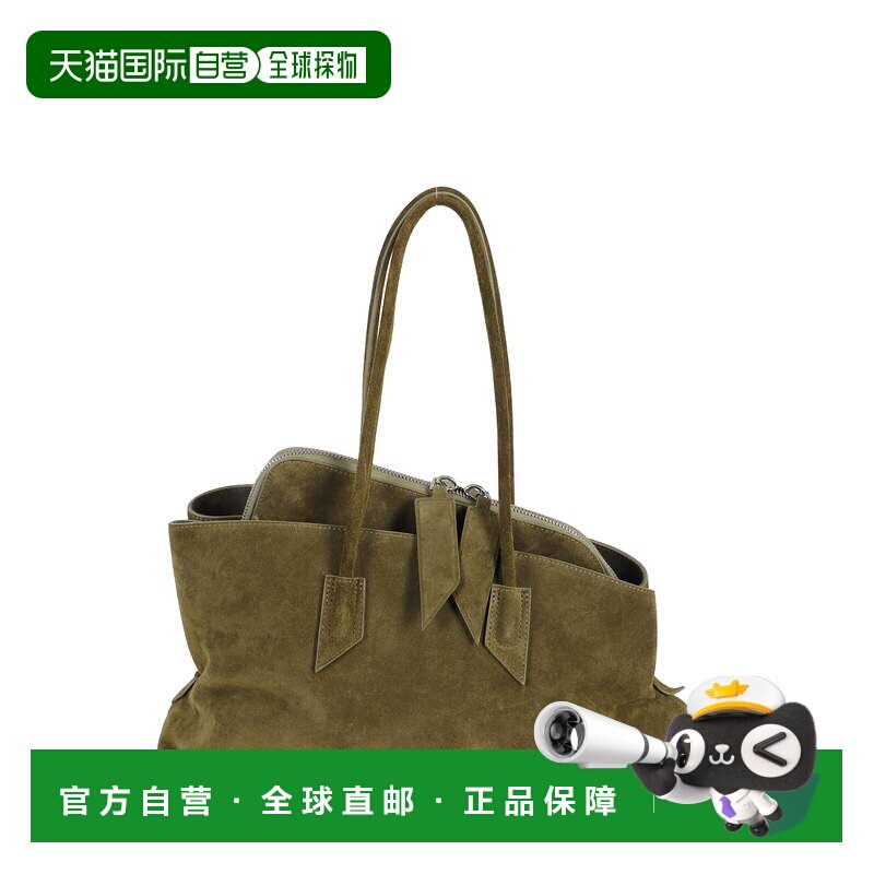 自营the attico卡其色The Walk中号麂皮托特包-绿色 美国奥莱直发